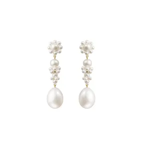 Sophie Bille Brahe - Bellis L'Eau - Drop Earrings with Pearls, Yellow Gold