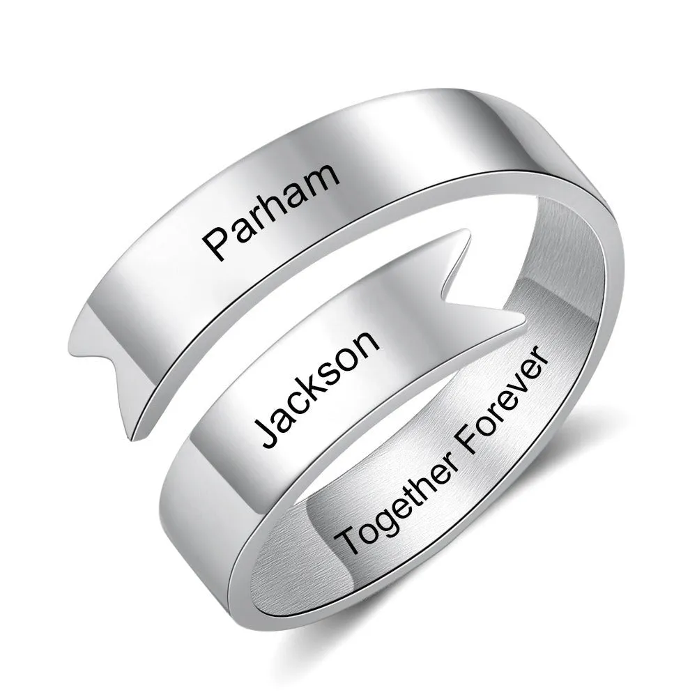 Stainless Steel Resizable Name Ring For Women