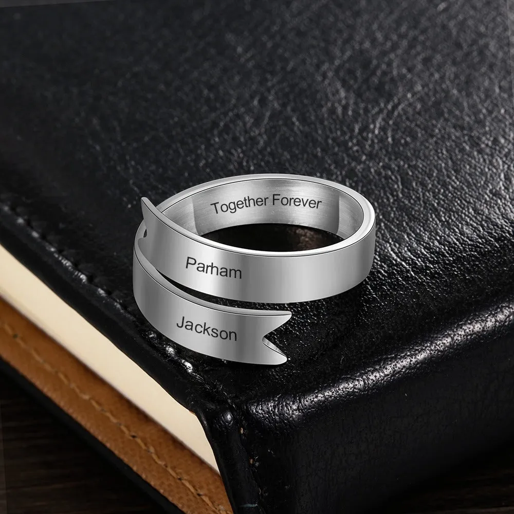 Stainless Steel Resizable Name Ring For Women