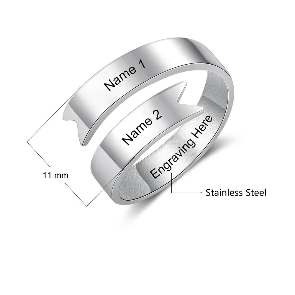 Stainless Steel Resizable Name Ring For Women