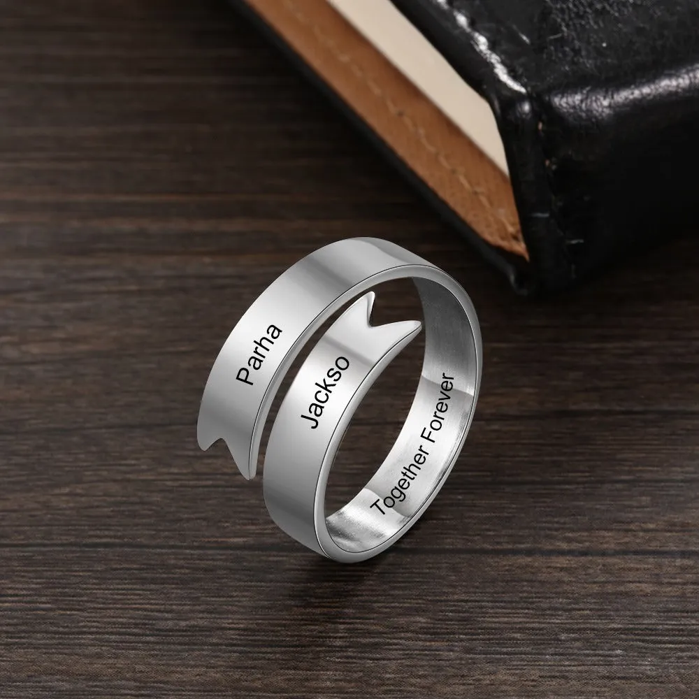 Stainless Steel Resizable Name Ring For Women