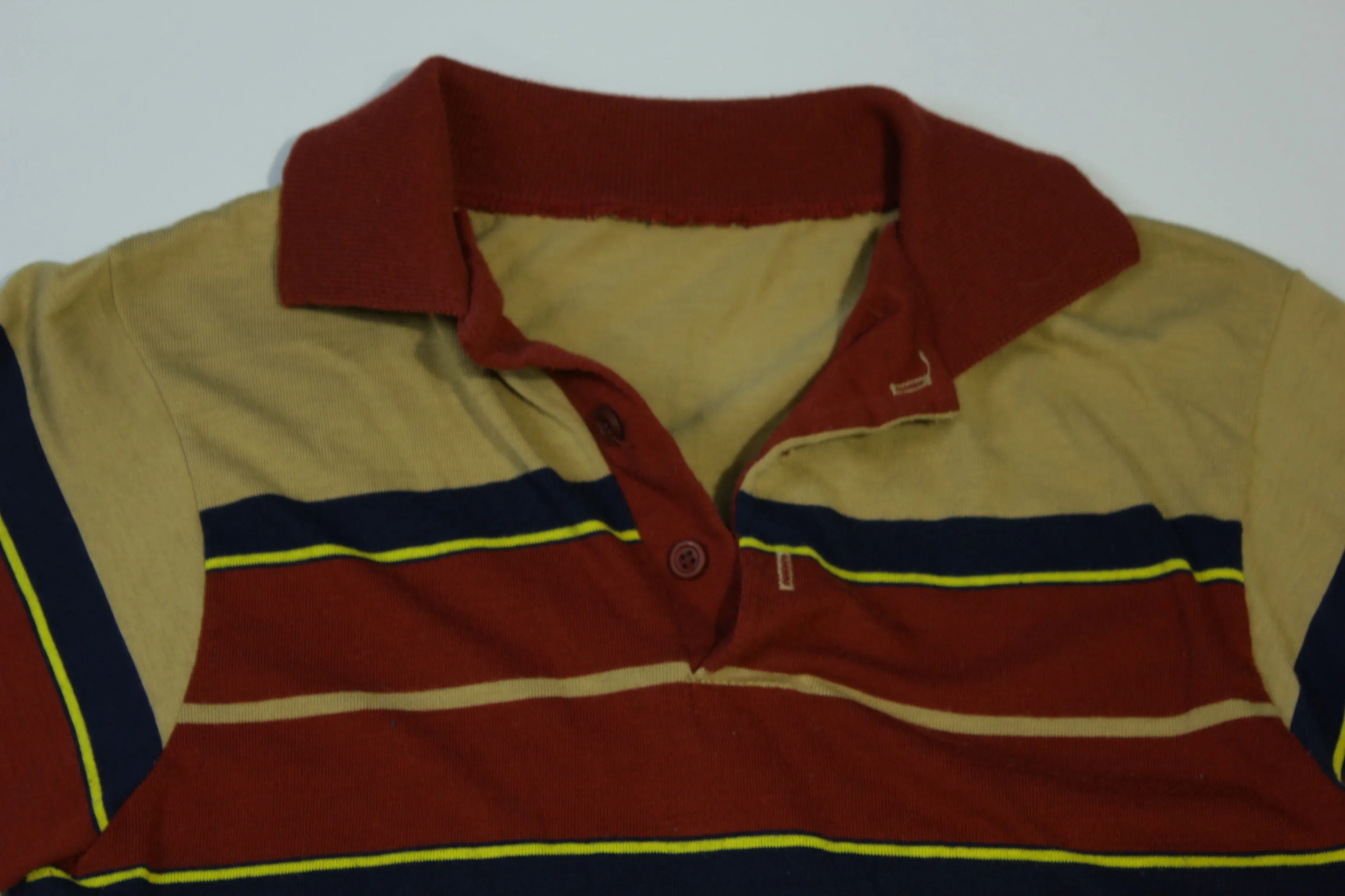 Striped Brown Vintage 80's Long Sleeve Polo Golf Shirt