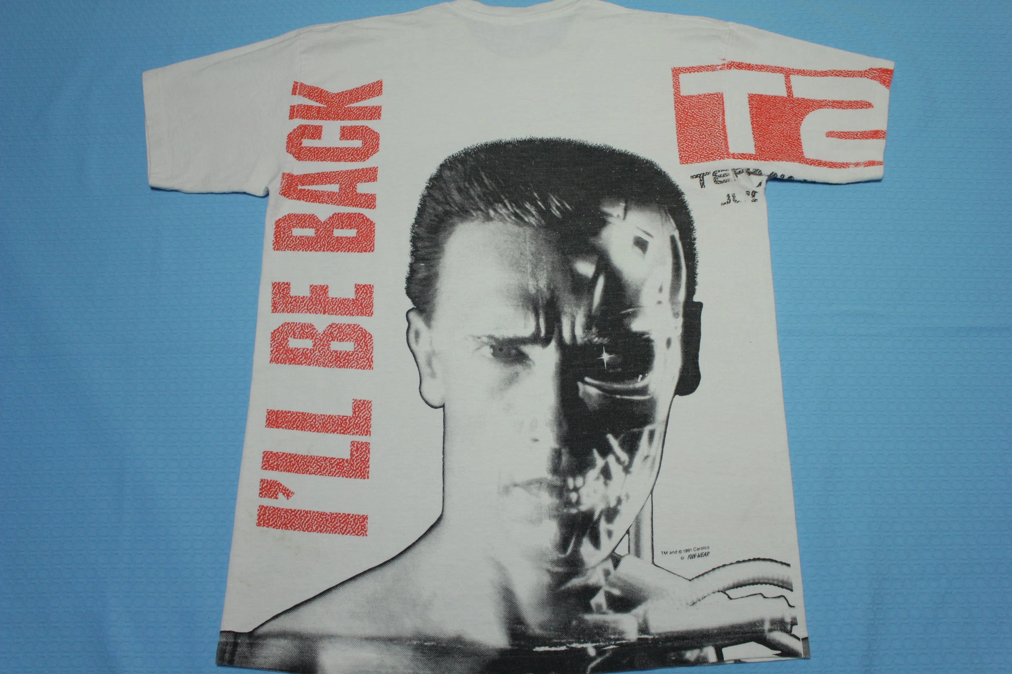 Terminator 2 T2 Vintage 1991 Judgement Day I'll Be Back AOP Carolco Movie Promo T-Shirt