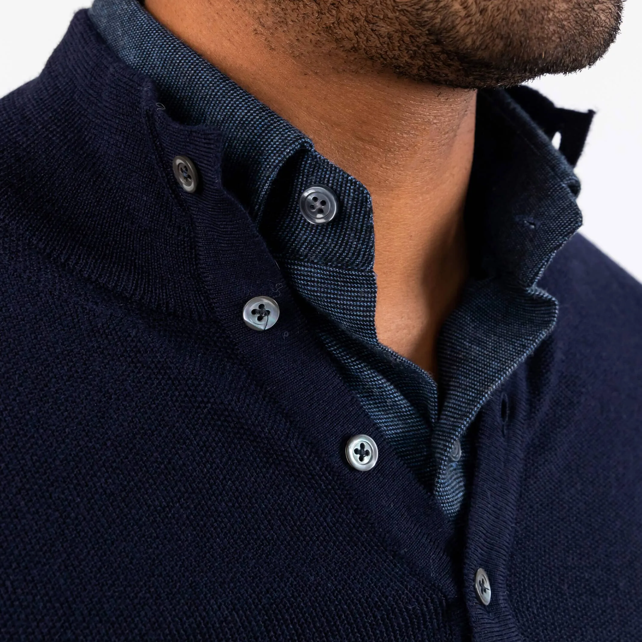 The Navy Reymond Mock Henley