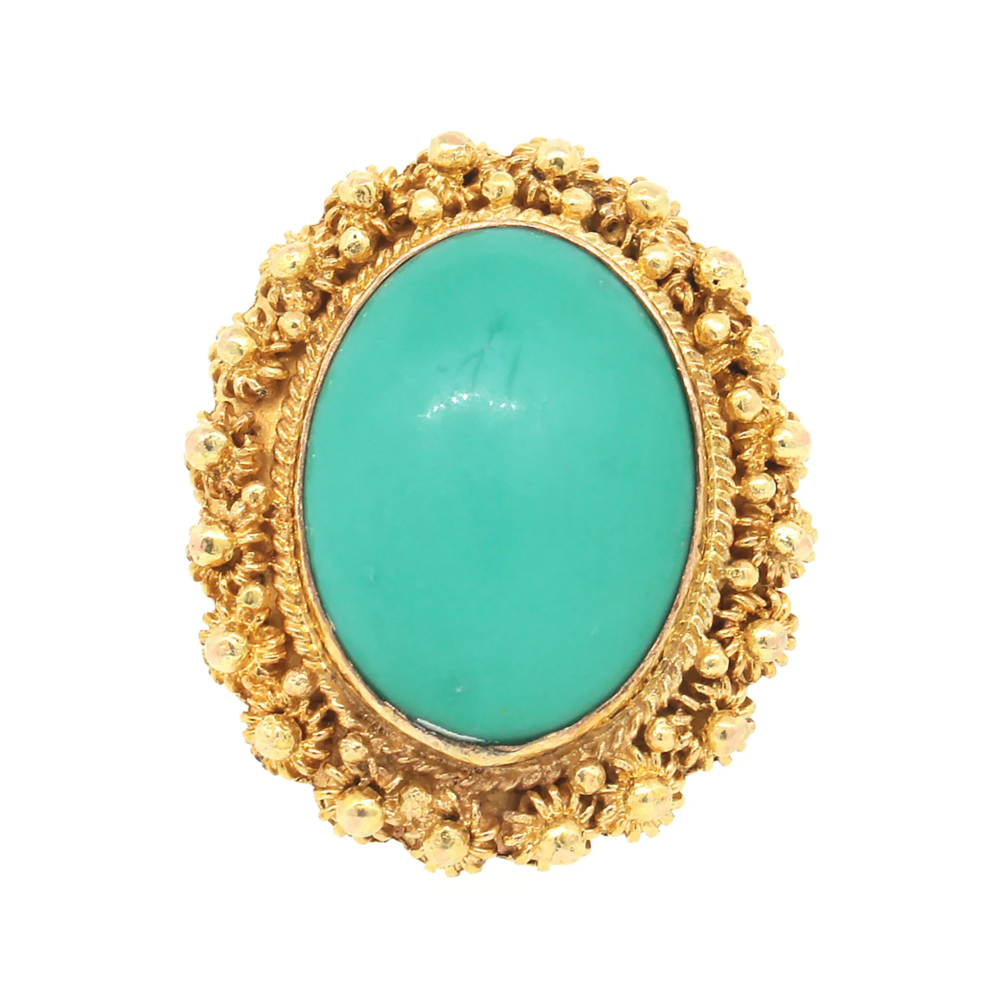 Turquoise Baroque Style Ring in 14k Gold