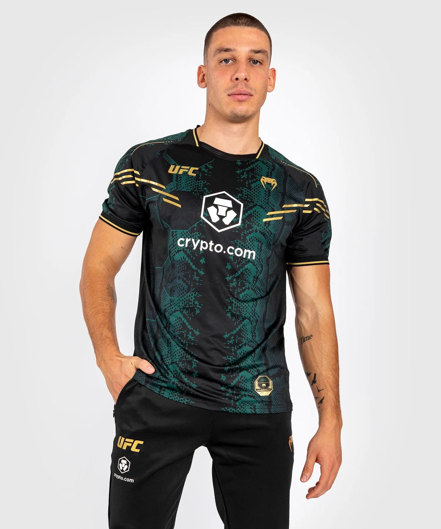 UFC Adrenaline by Venum Personalized Authentic Fight Night Men’s Jersey  - Emerald Edition -  Green/Black/Gold