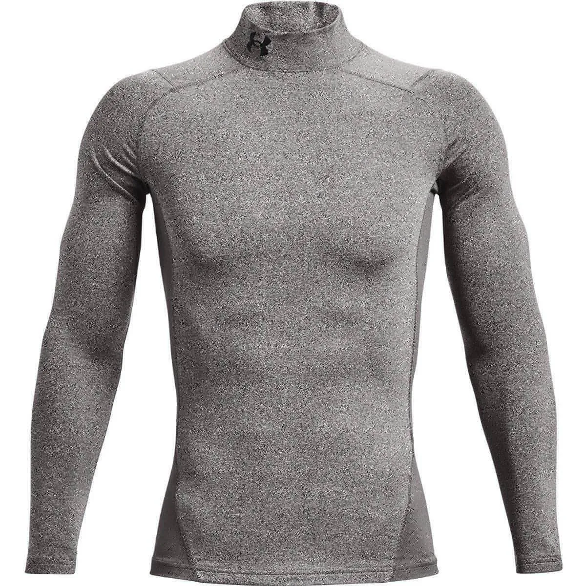 Under Armour ColdGear Compression Mock Long Sleeve Mens Running Top - Grey