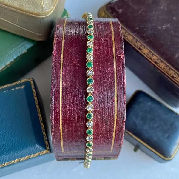 Vintage Emerald & Diamond Tennis Bracelet