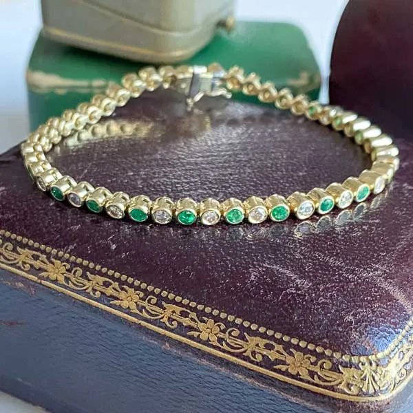 Vintage Emerald & Diamond Tennis Bracelet