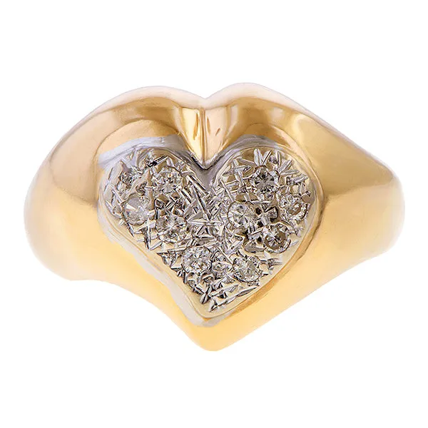 Vintage Pave Diamond Heart Ring