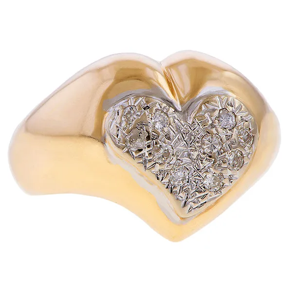 Vintage Pave Diamond Heart Ring