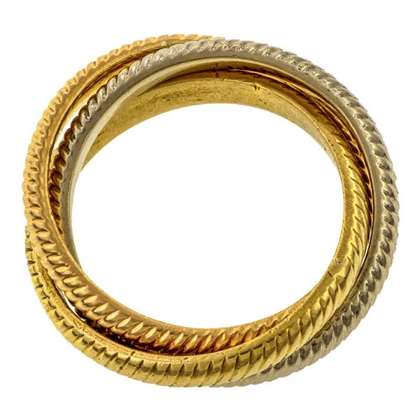 Vintage Tri-Gold Rolling Ring, Size 3.5.