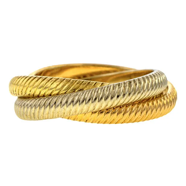 Vintage Tri-Gold Rolling Ring, Size 3.5.