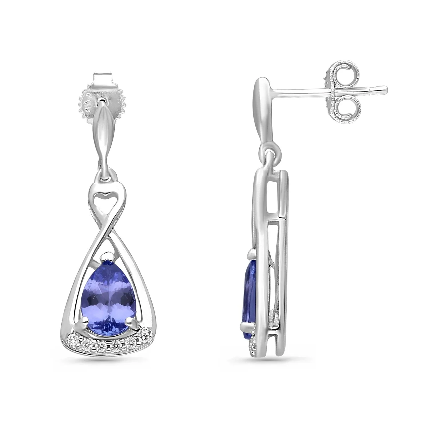 White Gold Tanzanite & Diamond Heirloom Earrings