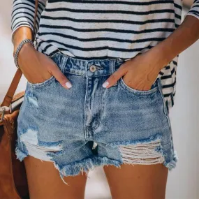 Women Fringe Denim Jeans Shorts