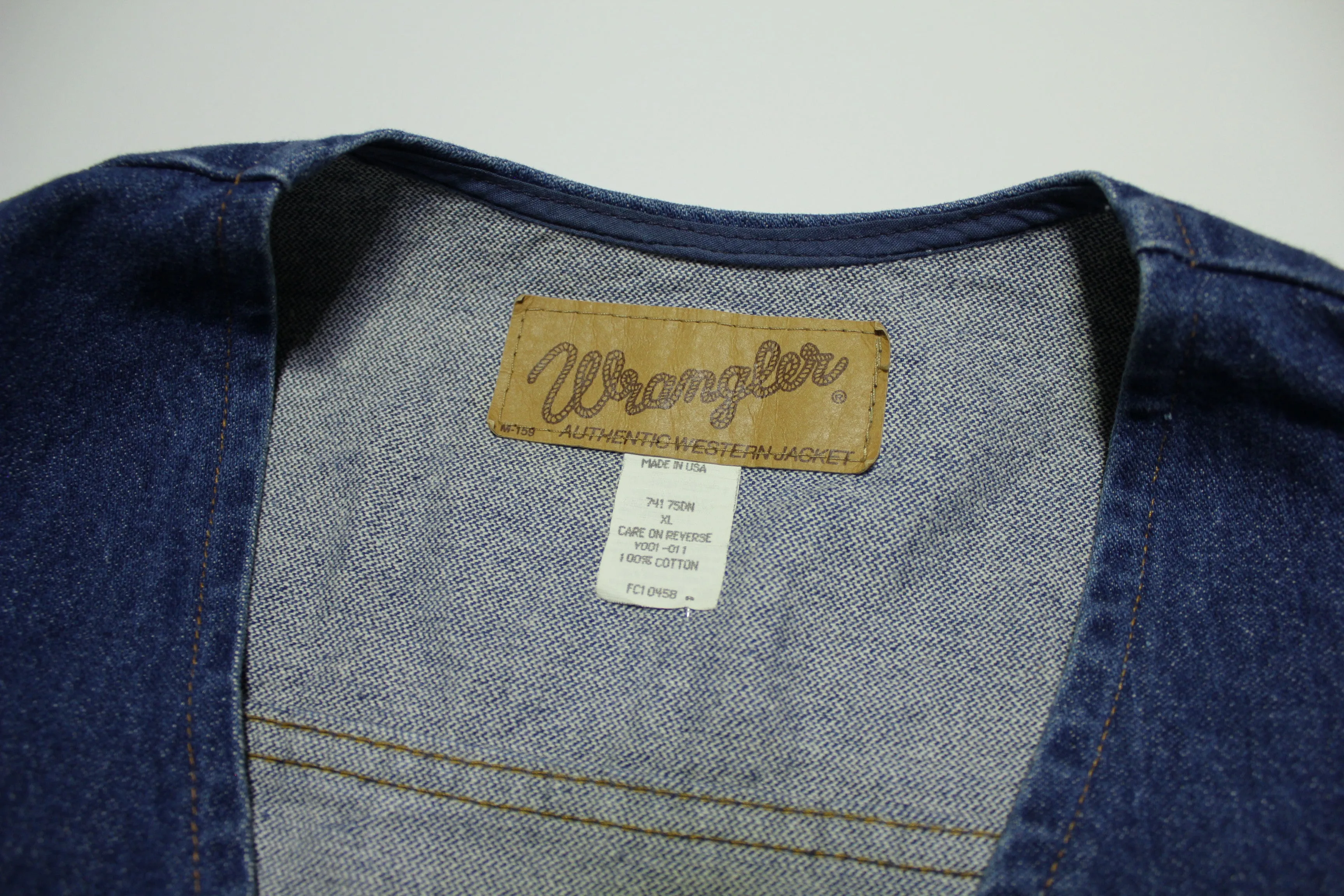 Wrangler 74175DN Vintage Blue 80's Denim Jean Jacket Vest Made in USA