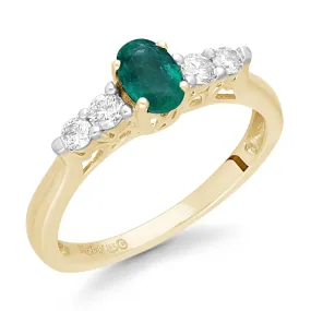 Yellow Gold Emerald & Diamond Heirloom Ring