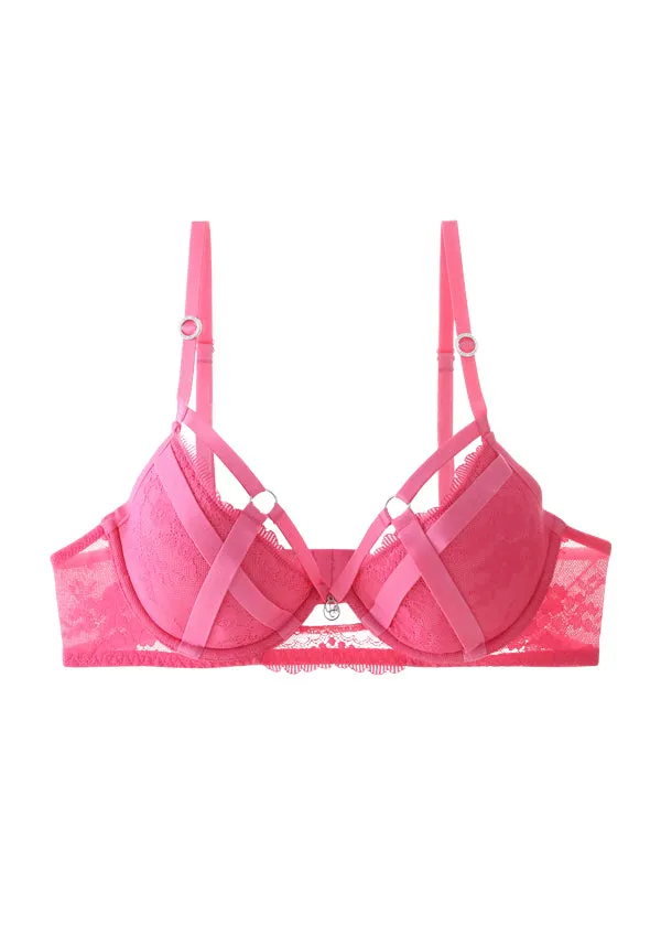 ZENDAYA Plus Sexy Recycled Lace Underwired Demi Bra in Pink